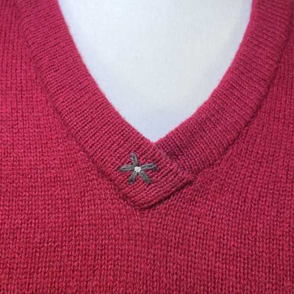 Woolrich V neck pullover sweater wool red womens XL - Picture 6 of 12